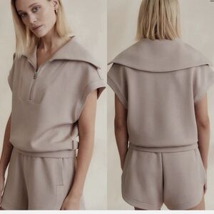 Varley - Dexter Half-Zip Sweat Light Taupe Size Small